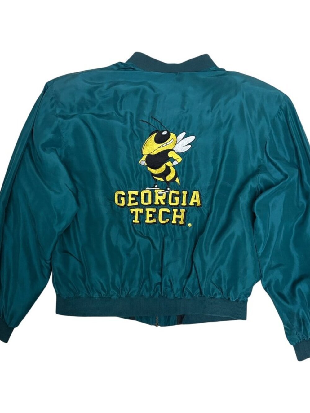 RARE 80s SILK GEORGIA TECH NCAA College Sukajan Bomber Jacket Mens Large